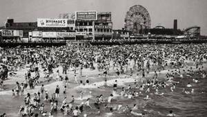 Coney Island Black White Wallpaper