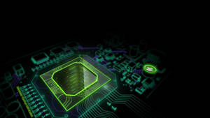 Contemporary Green Circuit Board Wallpaper