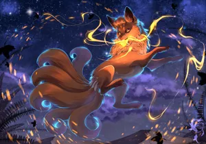 Cool Anime Fox Charging Up Its Power Wallpaper