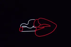 Cool Background Lips With Cig Neon Sign Wallpaper