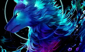 Cool Blue Wolf Graphic Art Wallpaper