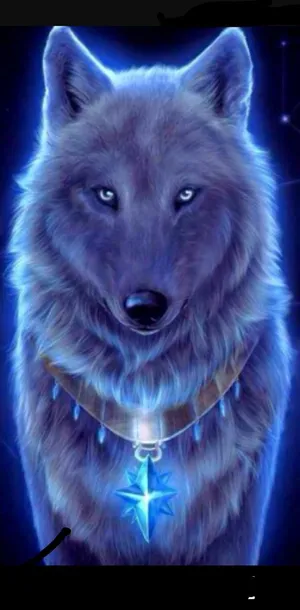 Cool Blue Wolf With Pendant Wallpaper