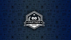 Cool Discord Partner Logo In Blue Wallpaper