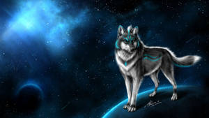 Cool Galaxy Wolf Illustration Wallpaper