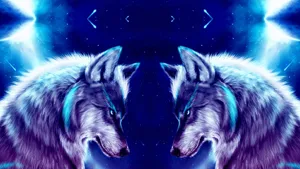 Cool Galaxy Wolf - Two Wolves Gazing At The Stars Wallpaper