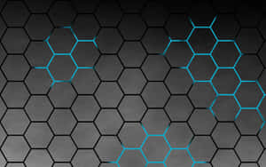 Cool Gray And Neon Blue Hexagons Wallpaper