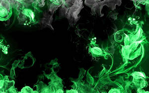 Cool Green Lit Flowers Wallpaper