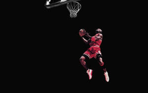 Cool Jordan In Mid-air Moment Wallpaper