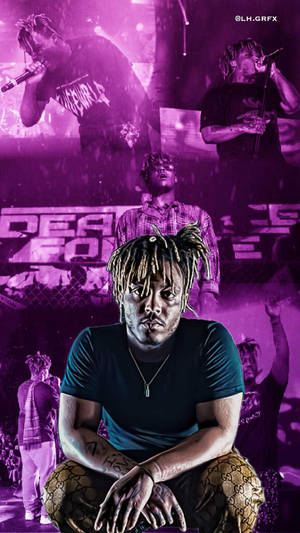 Cool Juice Wrld Purple Background Wallpaper