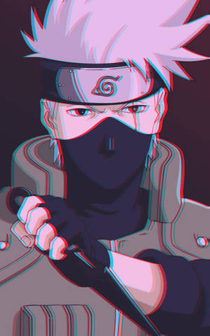 Cool Kakashi Glitch Art Wallpaper