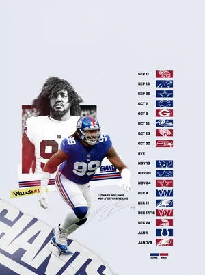 Cool Leonard Williams New York Giants Poster Wallpaper