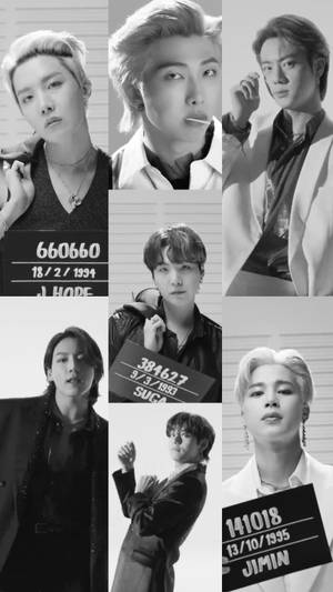 Cool Men Bts Black And White Wallpaper