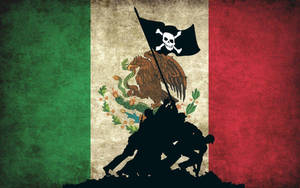 Cool Mexican Flag With Silhouette Of Anonymous Pirates Wallpaper