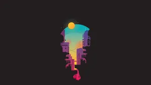 Cool Minimalist Purple Buildings Wallpaper