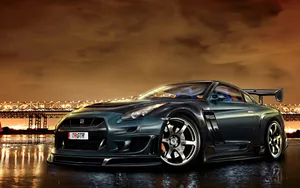 Cool Nissan Skyline Gtr On Wet Surface Wallpaper