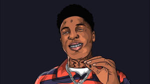 Cool Nle Choppa Cartoon Character Wallpaper