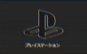 Cool Ps4 With Logo In Japanese With Colored Lines Wallpaper