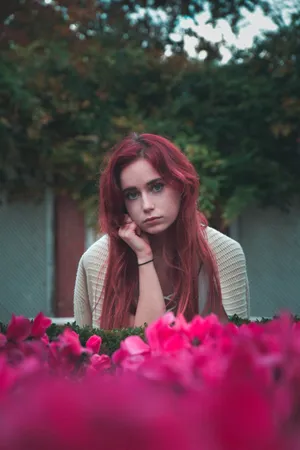 Cool Sad Girl With Flowers Wallpaper