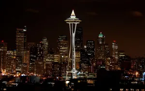 Cool Seattle City Lights At Night Wallpaper