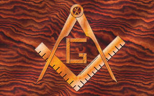 Copper Masonic Logo On Wood Wallpaper