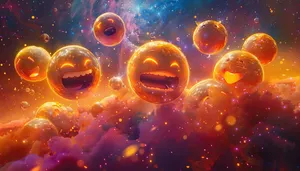 Cosmic_ Laughter_ Emoji_ Galaxy Wallpaper