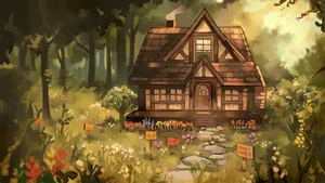 Cottagecore House Artwork Wallpaper