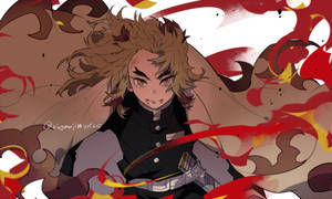 Courage And Strength In The Fire Of Rengoku Wallpaper