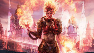 Courageous Fire Girl In Action Wallpaper