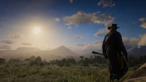 Cowboy Sunset Overlook Wallpaper