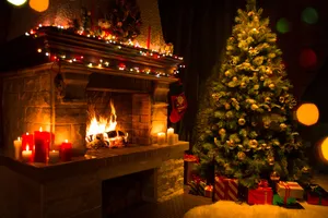Cozy And Beautiful Christmas Fireplace Wallpaper