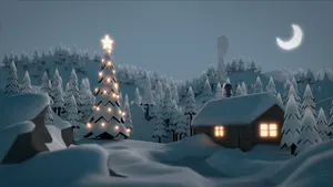 Cozy Winter Christmas Tree Desktop Wallpaper