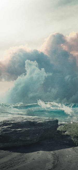 Crashing Wave Iphone Amoled Wallpaper