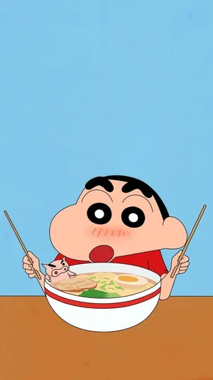 Crayon Shin-chan Anime Eating Ramen Noodles Wallpaper