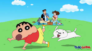 Crayon Shin Chan Family In Picnic Wallpaper