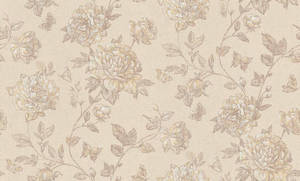 Cream Vintage Flower Art Wallpaper