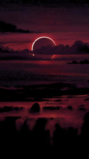 Crescent Moonset Over Water Wallpaper