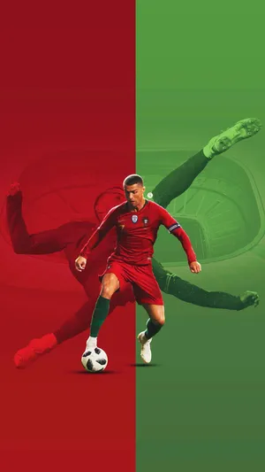 Cristiano Ronaldo Cool Red And Green Theme Wallpaper