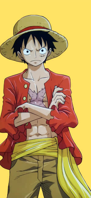 Crossed Arms One Piece Luffy Iphone Digital Art Wallpaper