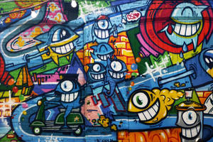 Cryptic Creatures Come Alive In This Vibrant Graffiti. Wallpaper