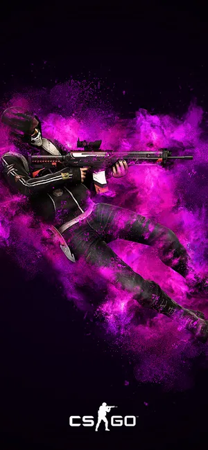 Cs Go Soldier In Purple Smoke Cloud Iphone Wallpaper