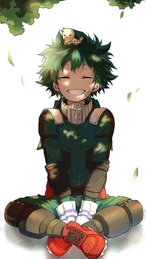 Cute Aesthetic Deku Sitting Under Tree Wallpaper