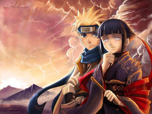 Cute Aesthetic Hinata And Naruto In Robes Wallpaper