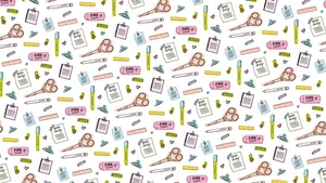 Cute Aesthetic Pc Stationery Pattern Wallpaper