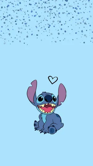 Cute Aesthetic Stitch Black Heart Stencil Wallpaper