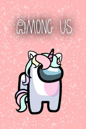 Cute Among Us White Unicorn Wallpaper