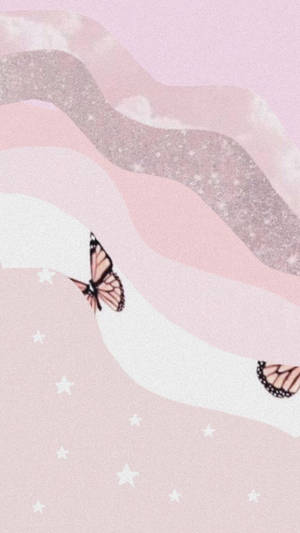 Cute And Pink Backdrop With Butterfly Wallpaper
