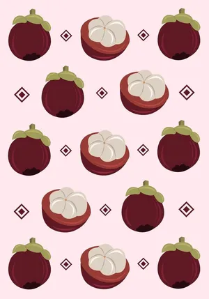 Cute Animated Mangosteen Illustration Wallpaper