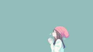 Cute Anime Beanie Girl Profile Wallpaper
