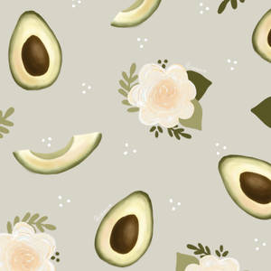 Cute Avocado White Flowers Wallpaper