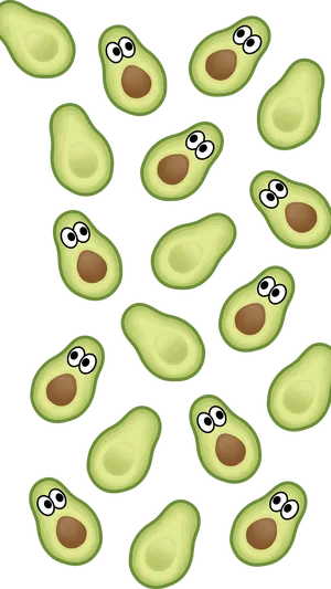 Cute Avocado With Seed And Eyes Wallpaper